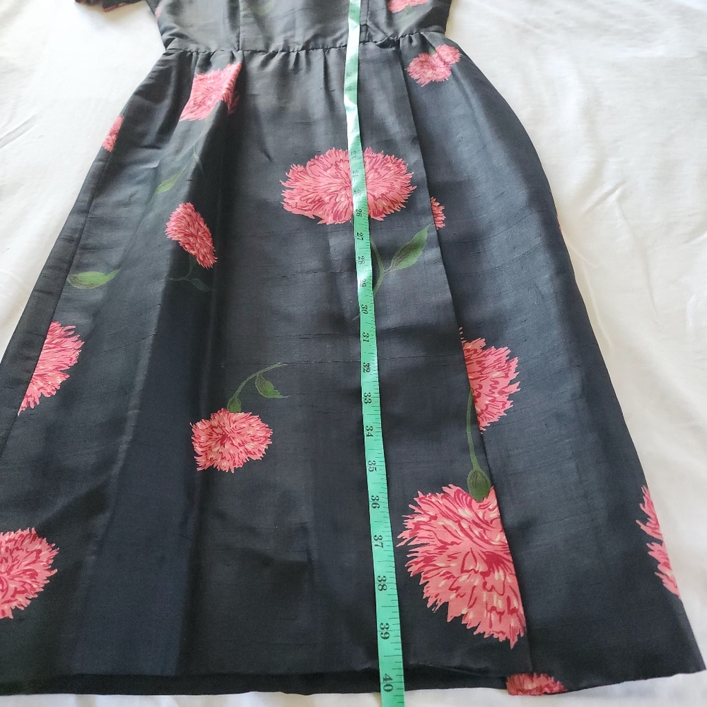 Vintage Silk Black Floral Print Dress Fashioned by Martha Clyde New York - Picture 4 of 10